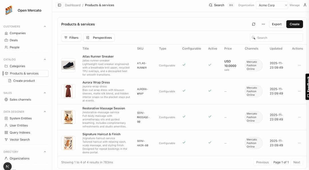 Katalog produktów w Open Mercato ERP