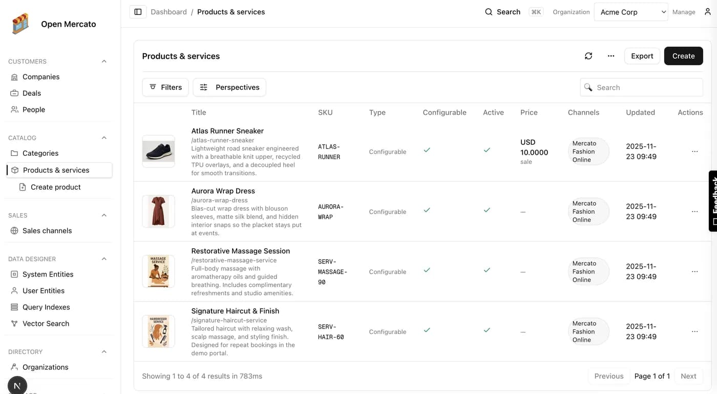 Open Mercato ERP Product Catalog