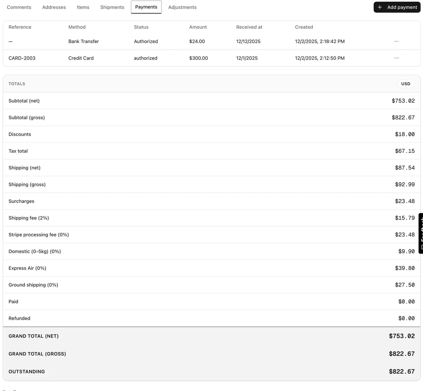 Open Mercato Commerce Order Panel