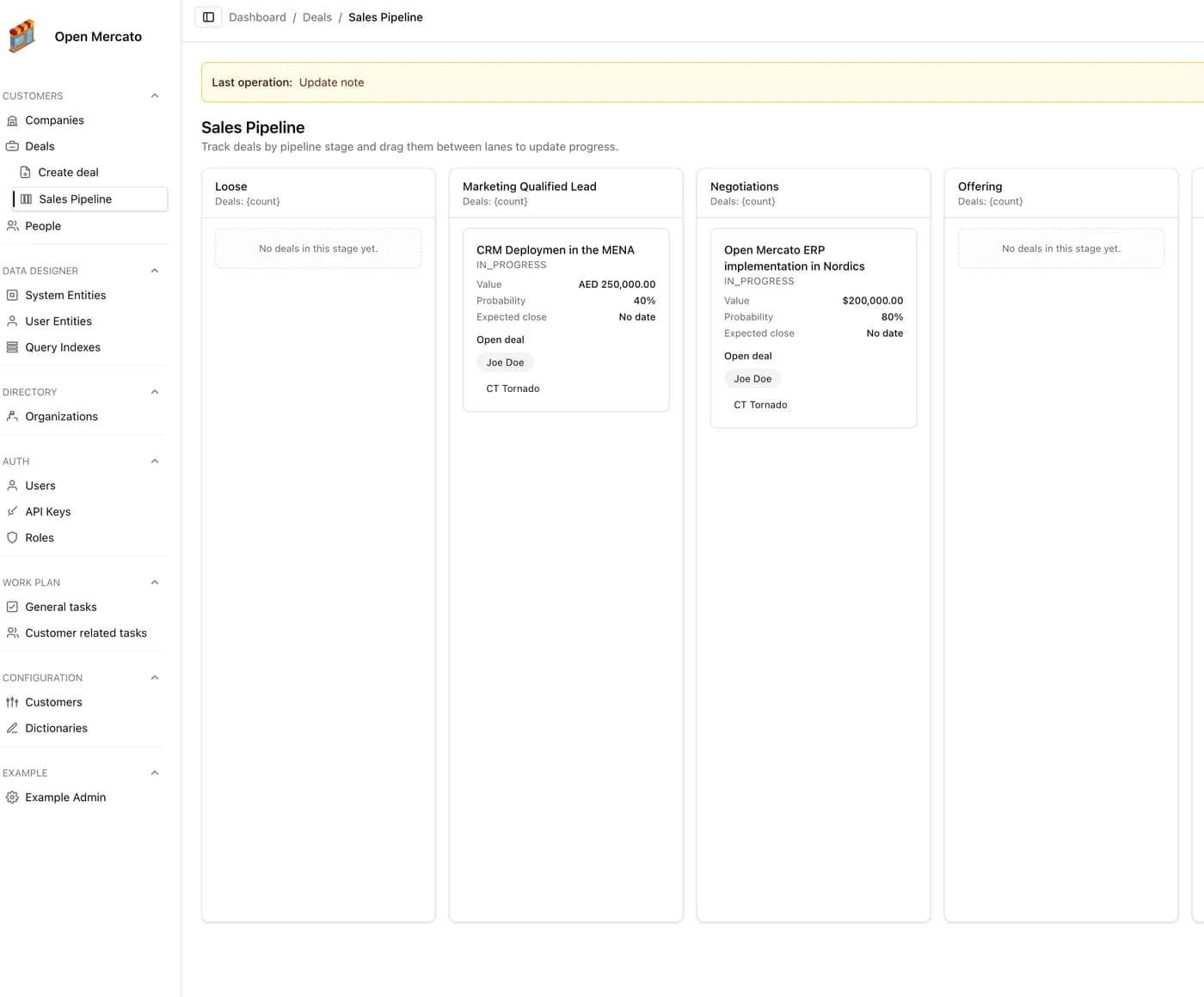 Open Mercato CRM Sales Pipeline